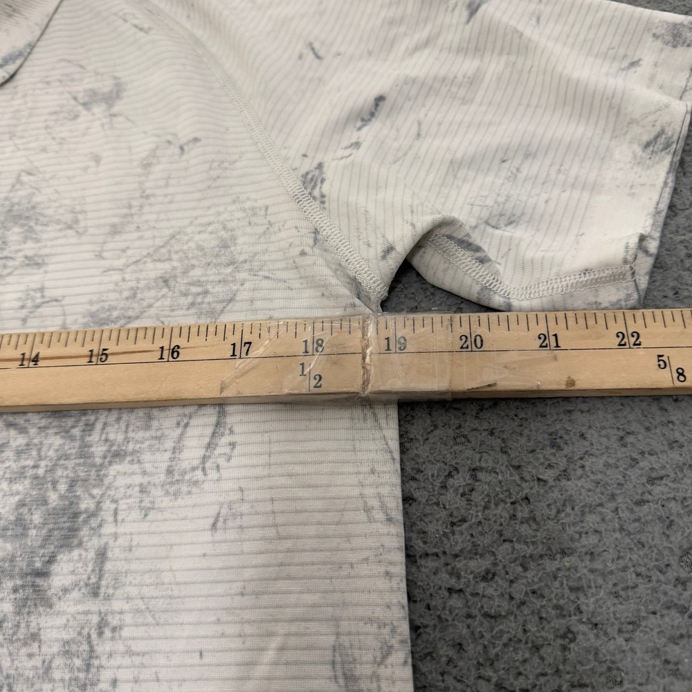 Lululemon Mens Metal Vent Tech Polo Shirt M White Grey Marble Tie Dye Athletic - Picture 7 of 10